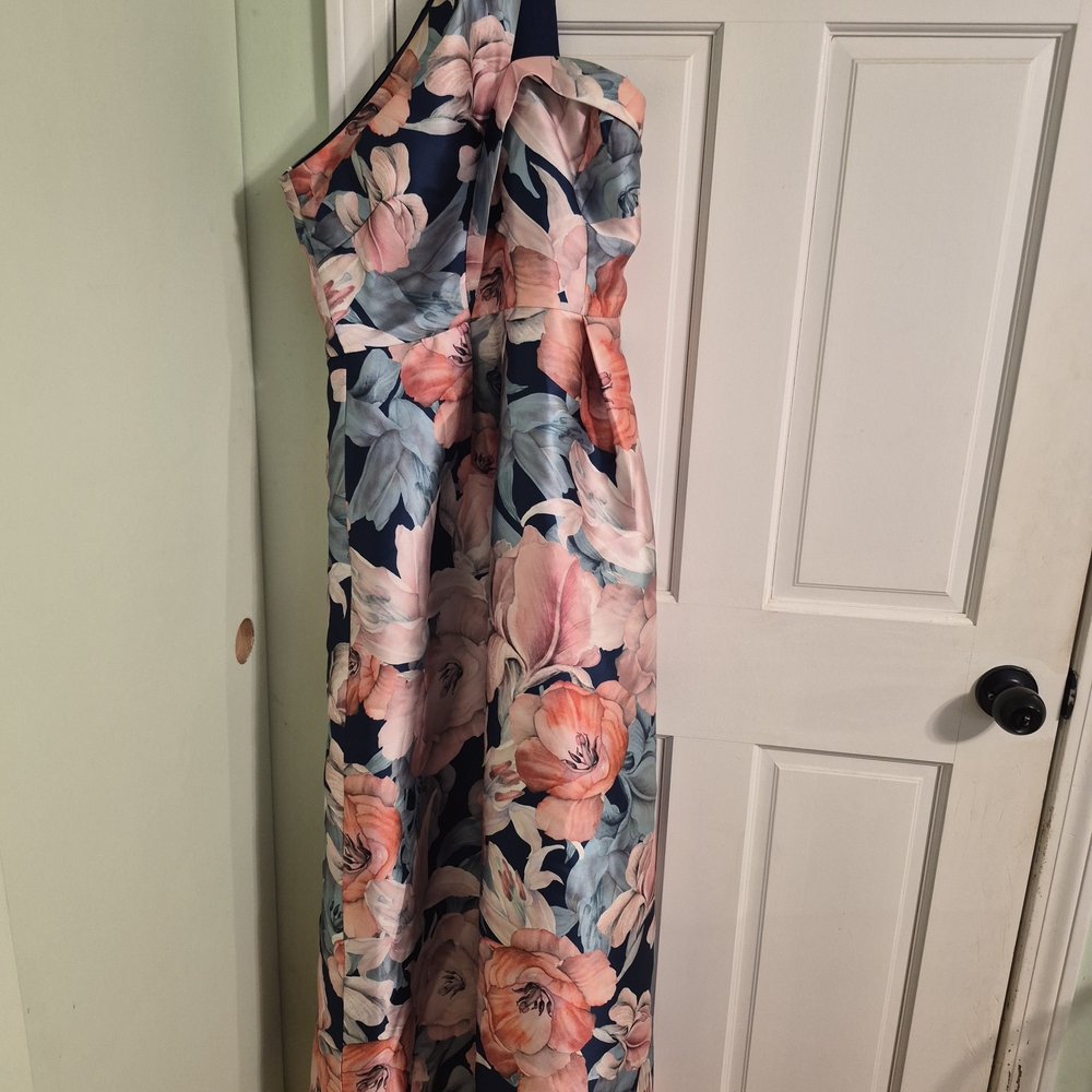 Kay Unger Floral Maxi Dress - Navy and Pink